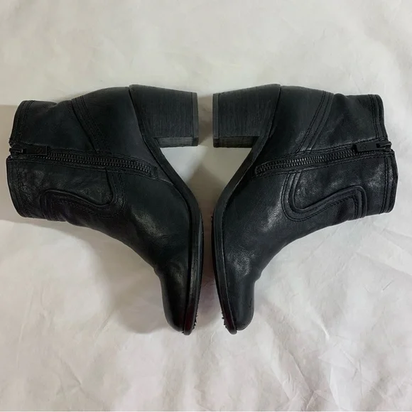 Arturo Chiang Black Leather Boots chunky heel, block heel, zipper, western, 6 - Picture 16 of 16